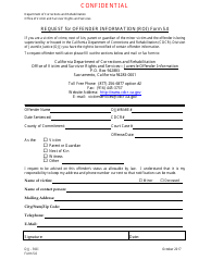 Form 5.0 &quot;Request for Offender Information (Roi)&quot; - California