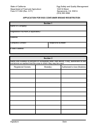 Document preview: Form 517-002 Application for Egg Container Brand Registration - California