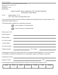 Document preview: Form 79-001A Usda Exempt Meat and Poultry Establishment Registration Form - California