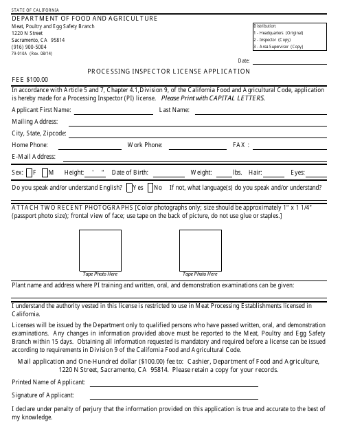 Form 79-010A  Printable Pdf