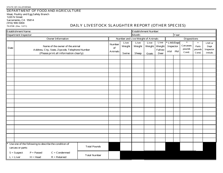 Form 79-072B - Fill Out, Sign Online and Download Fillable PDF