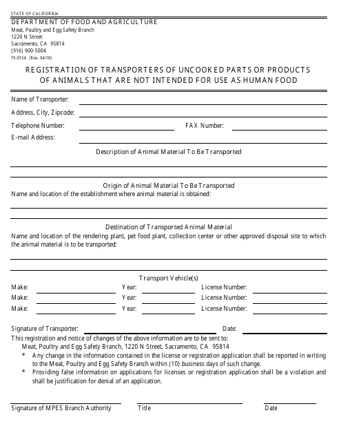 Form 79-015A  Printable Pdf