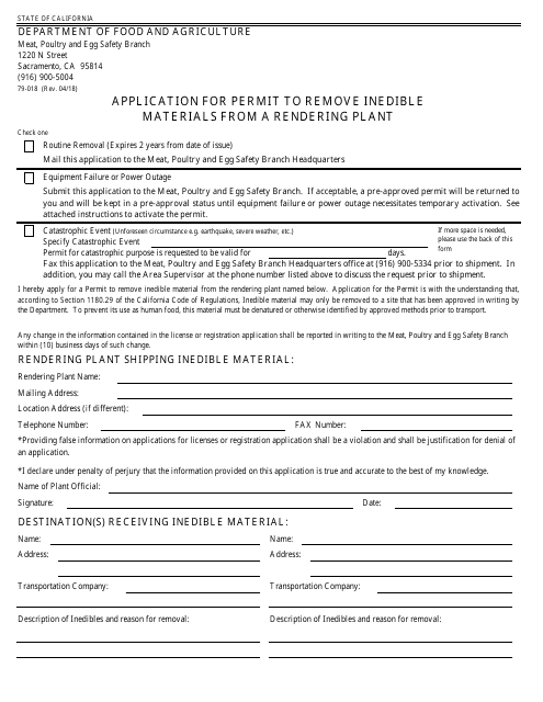 Form 79-018  Printable Pdf
