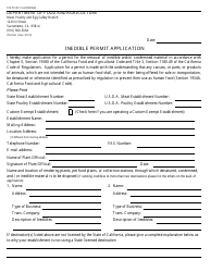 Document preview: Form 79-016A Inedible Permit Application - California
