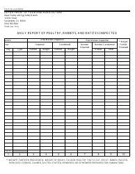 Document preview: Form 79-060 Daily Report of Poultry, Rabbits, and Ratites Inspected - California