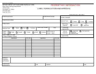 Form 79-080 &quot;Label Formulation and Approval&quot; - California