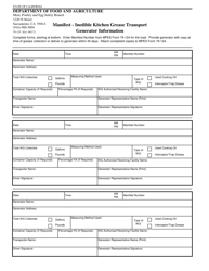 Form 79-125 &quot;Manifest - Inedible Kitchen Grease Transport - Generator Information&quot; - California