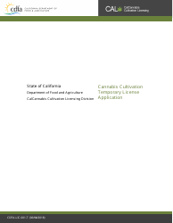 Form CDFA-LIC-001-T &quot;Cannabis Cultivation Temporary License Application&quot; - California