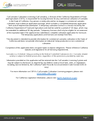 Form CDFA-LIC-001-T Cannabis Cultivation Temporary License Application - California, Page 2
