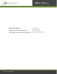 Form CDFA-LIC-004 &quot;Criminal Conviction Disclosure Form&quot; - California