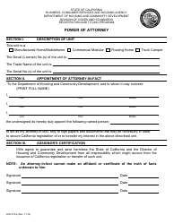 Document preview: Form HCD475.4 Power of Attorney - California