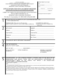 Document preview: Form HCD416 Application for Replacement Insignia - California