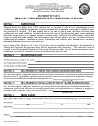 Document preview: Form HCD476.6A Statement of Facts - Smoke and Carbon Monoxide Detector/Water Heater Bracing - California
