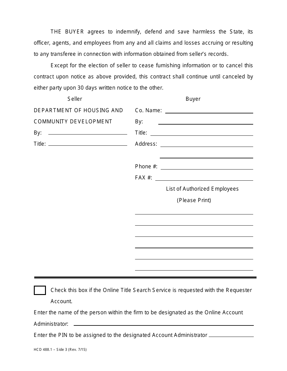 Form HCD488.1 Requester Account Agreement - California, Page 3