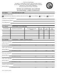 Document preview: Form HCD RT490.8 Report of Additional Description or Additional Junior Lienholder - California