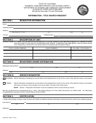 Document preview: Form HCD491.1 Information - Title Search Request - California