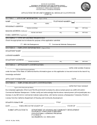 Document preview: Form HCD OL16 Application for Mh-Unit/Commercial Modular Salesperson (Part a) - California