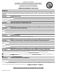 Document preview: Form HCD487.6 Warehouseman's Lien Sale - California