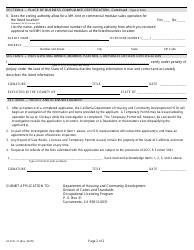 Form HCD OL21 Application for Mh-Unit/Commercial Modular Manufacturers, Distributors and Dealers (Part C) - California, Page 2