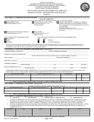 Form HCD OL12 &quot;Application for Mh-Unit/Commercial Modular Manufacturers, Distributors and Dealers (Part a)&quot; - California