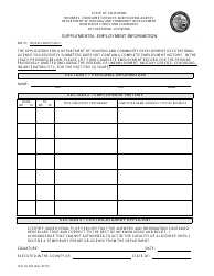 Document preview: Form HCD OL29A Supplemental Employment Information - California
