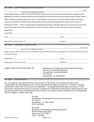 Form HCD OL90 Application for Mh-Unit/Commercial Modular 90-day Certificate - California, Page 2