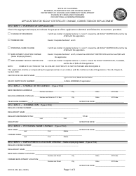 Form HCD OL90A Application for 90-day Certificate Change, Correction or Replacement - California