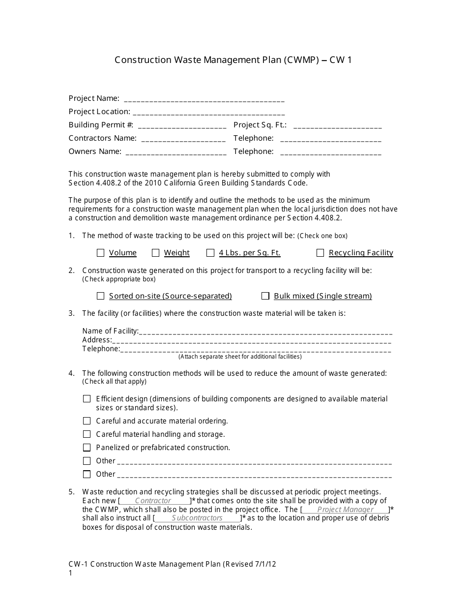 Form CW 1 Fill Out Sign Online And Download Printable PDF