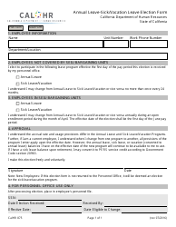 Document preview: Form CALHR875 Annual Leave-Sick/Vacation Leave Election Form - California