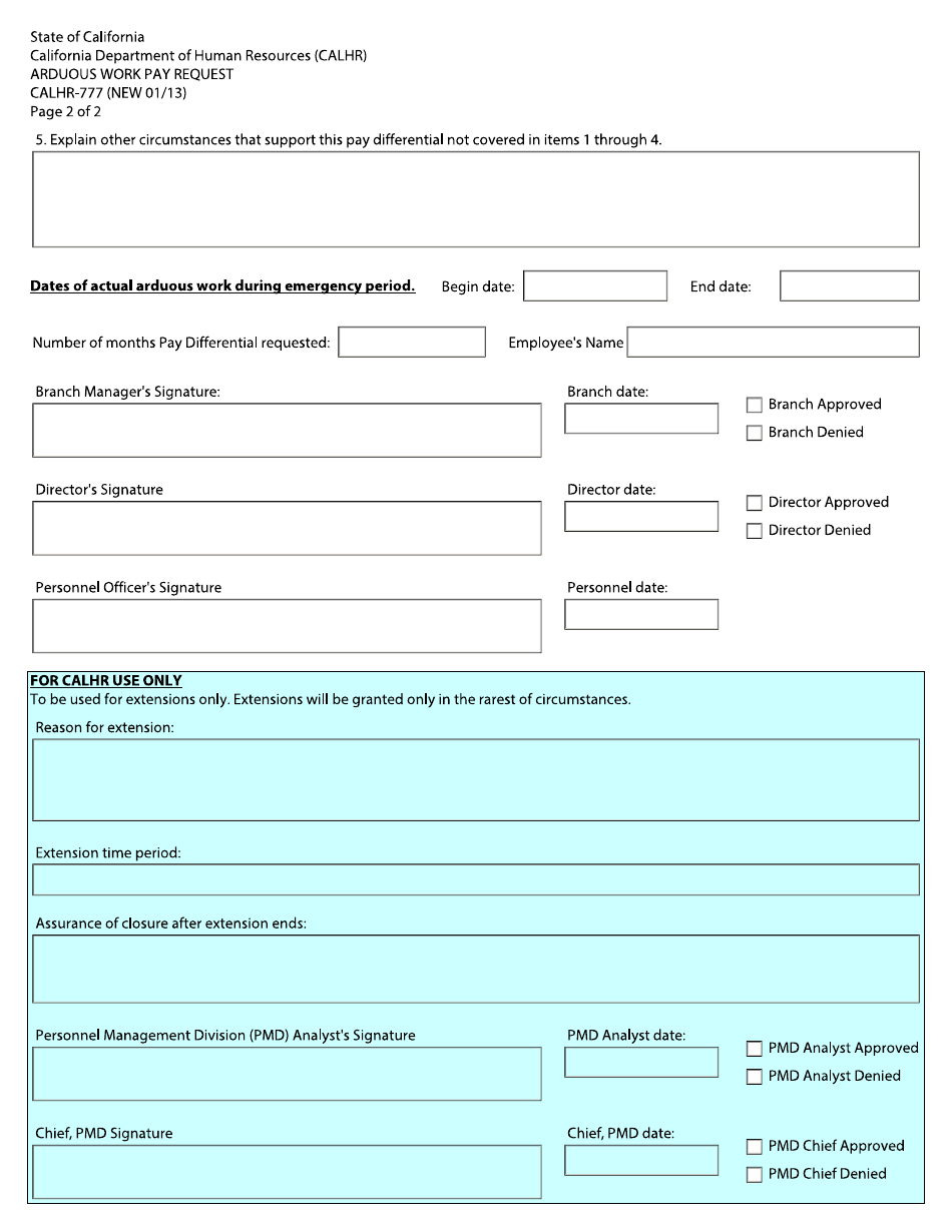 Form CALHR-777 - Fill Out, Sign Online and Download Fillable PDF ...