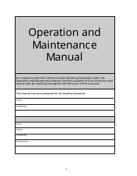 Operation and Maintenance Manual - California