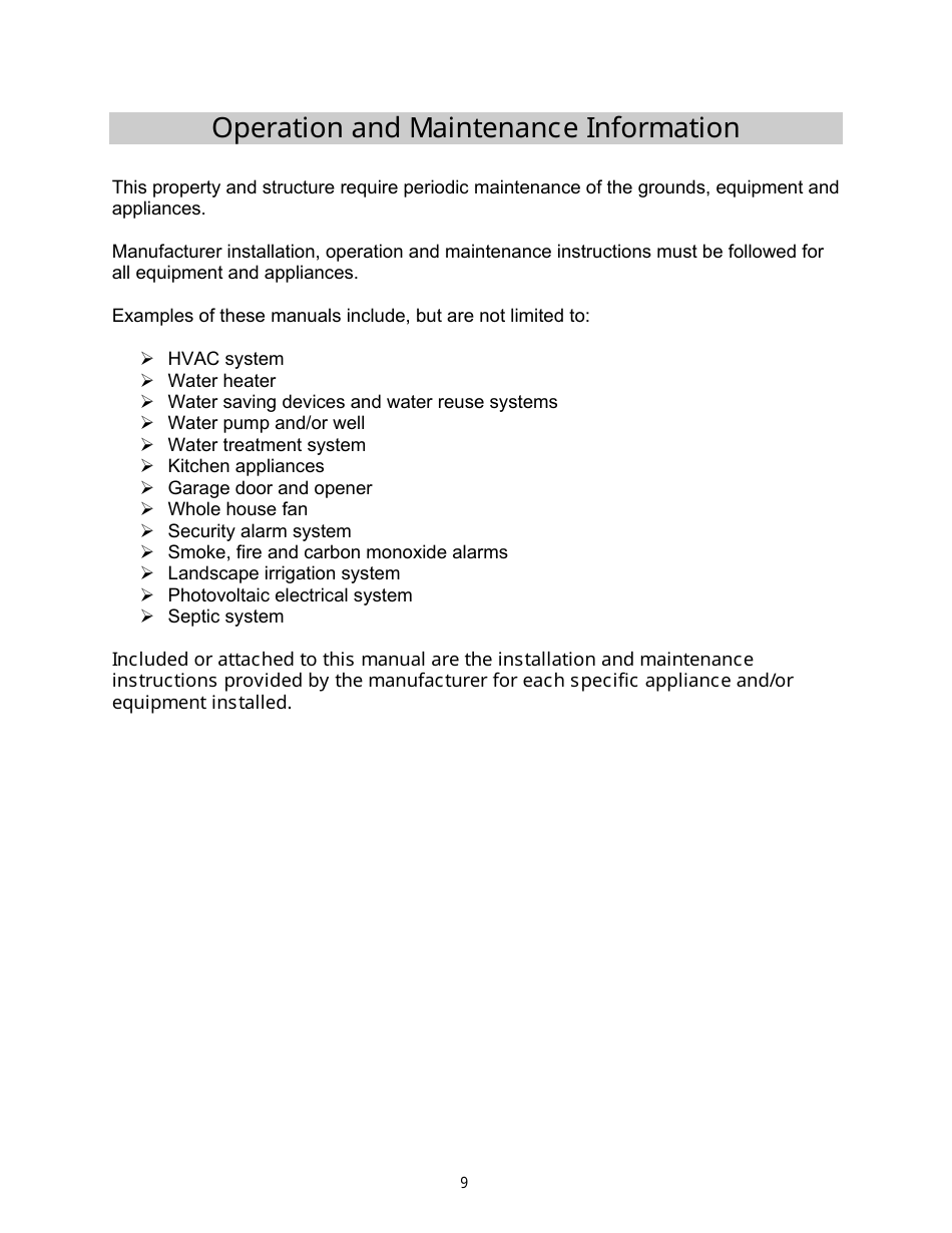 Operation and Maintenance Manual - California, Page 9