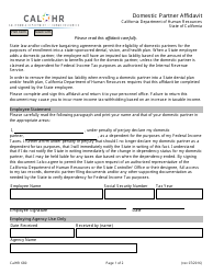 Document preview: Form CALHR680 Affidavit for Domestic Partners Being Claimed as Economic Dependents - California