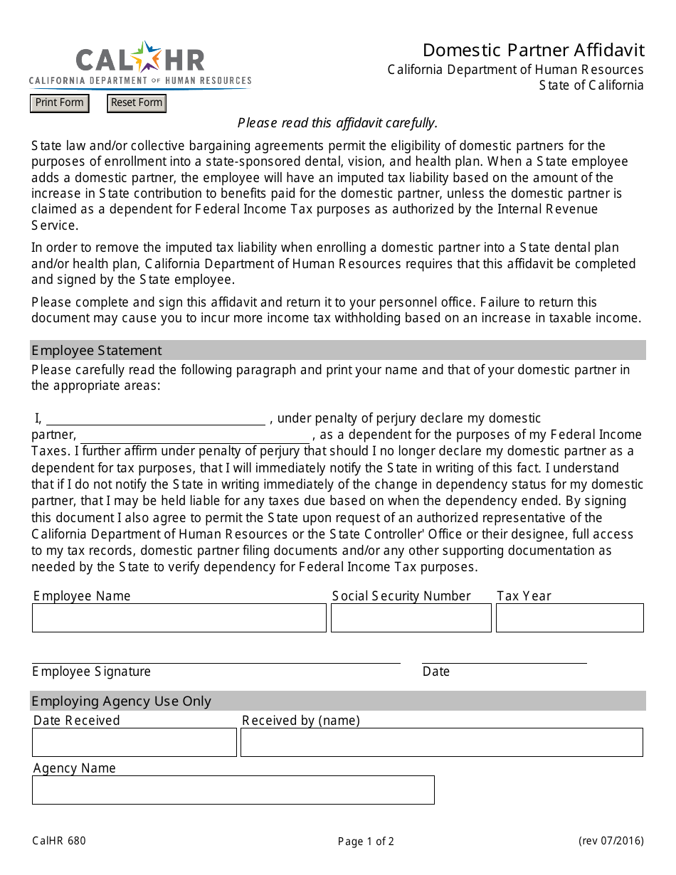 Form CALHR680 - Fill Out, Sign Online and Download Fillable PDF ...