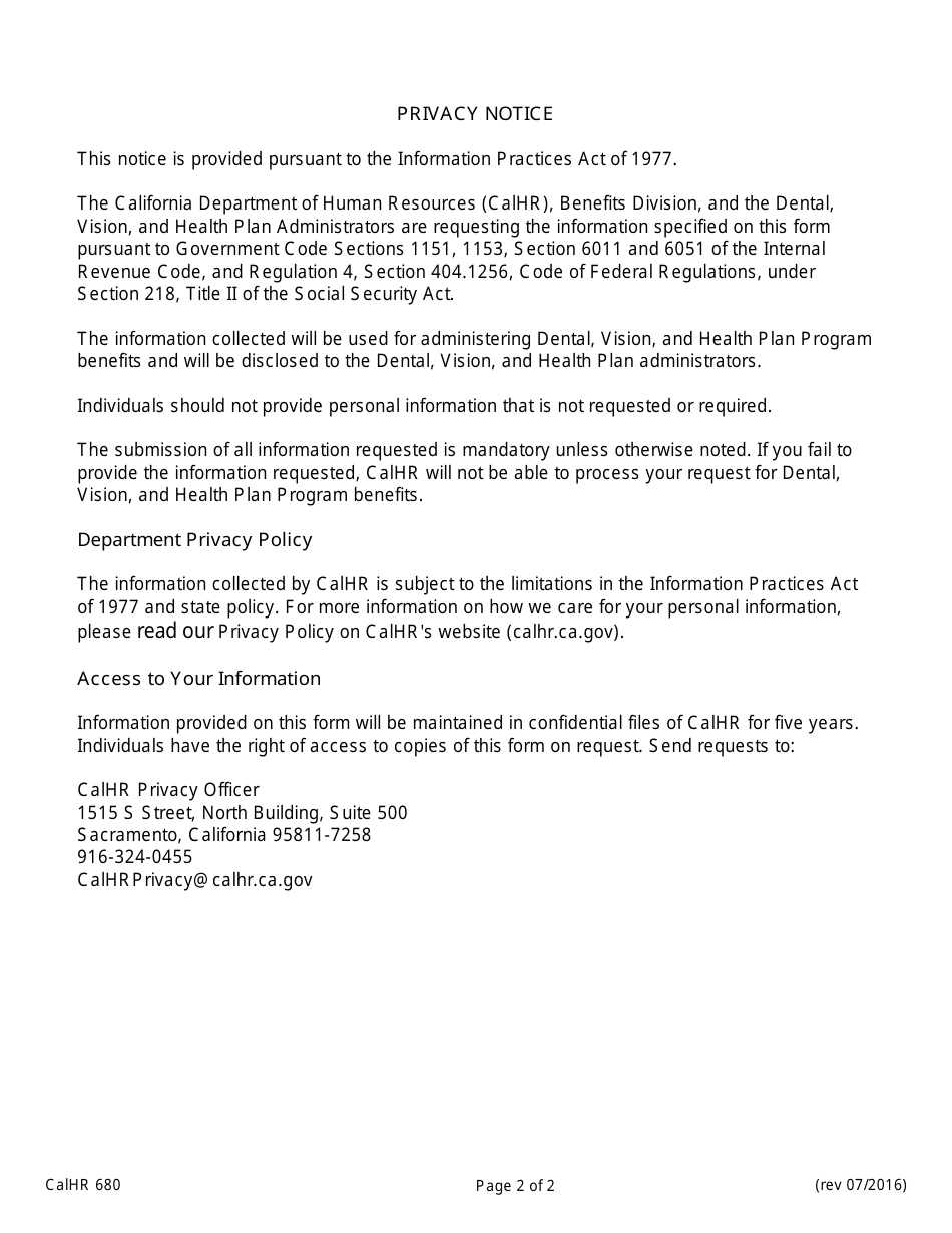 Form CALHR680 Affidavit for Domestic Partners Being Claimed as Economic Dependents - California, Page 2