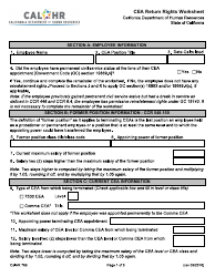 Document preview: Form CALHR769 Cea Return Rights Worksheet - California