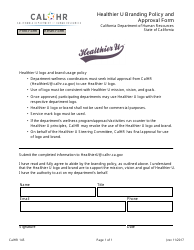Document preview: Form CALHR145 Healthier U Branding Policy and Approval Form - California