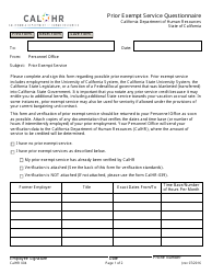 Form CALHR004 Prior Exempt Service Questionnaire - California