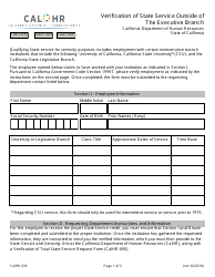 Form CALHR039 Verification of State Service Outside of the Executive Branch - California