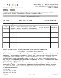 Form CALHR690 Verification of Total State Service - California