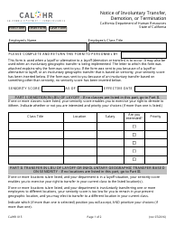 Document preview: Form CALHR015 Notice of Involuntary Transfer, Demotion, or Termination - California