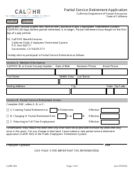 Form CALHR062 Partial Service Retirement Application - California