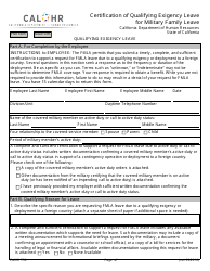 Form CALHR756 Certification of Qualifying Exigency for Military Family Leave (Family and Medical Leave Act) - California