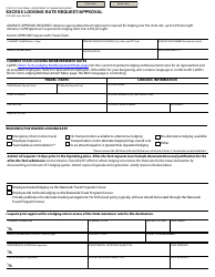 Document preview: Form STD255C Excess Lodging Rate Request/Approval - California