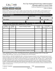 Form CALHR681 Pre-tax Parking/Third-Party Administrator/ Reimbursable Account Claim - California