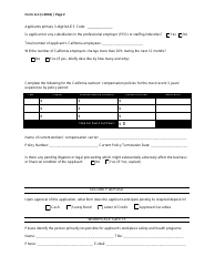 Form A-1 Application for Certificate of Consent to Self-insure as a Private Employer Self-insurer - California, Page 2