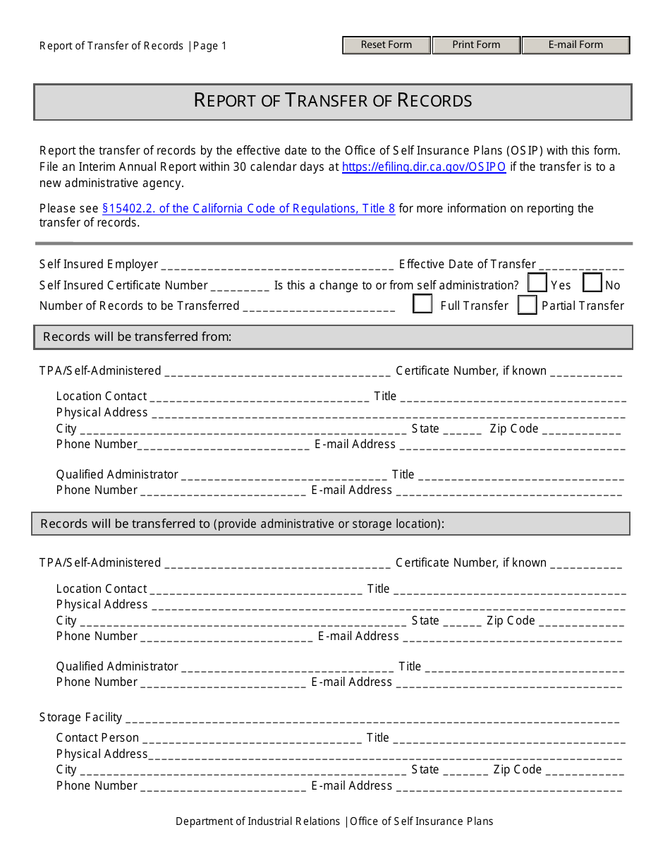 California Report of Transfer of Records Fill Out, Sign Online and