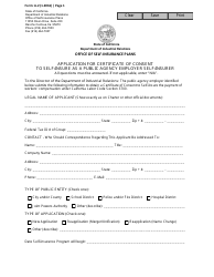 Form A-2 &quot;Application for Certificate of Consent to Self-insure as a Public Agency Employer Self-insurer&quot; - California