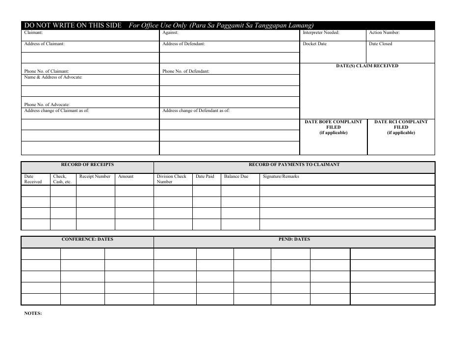 DLSE Form 1 Initial Report or Claim - California (Tagalog), Page 4