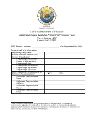 Independent Dispute Resolution Process (Idrp) Request Form - California